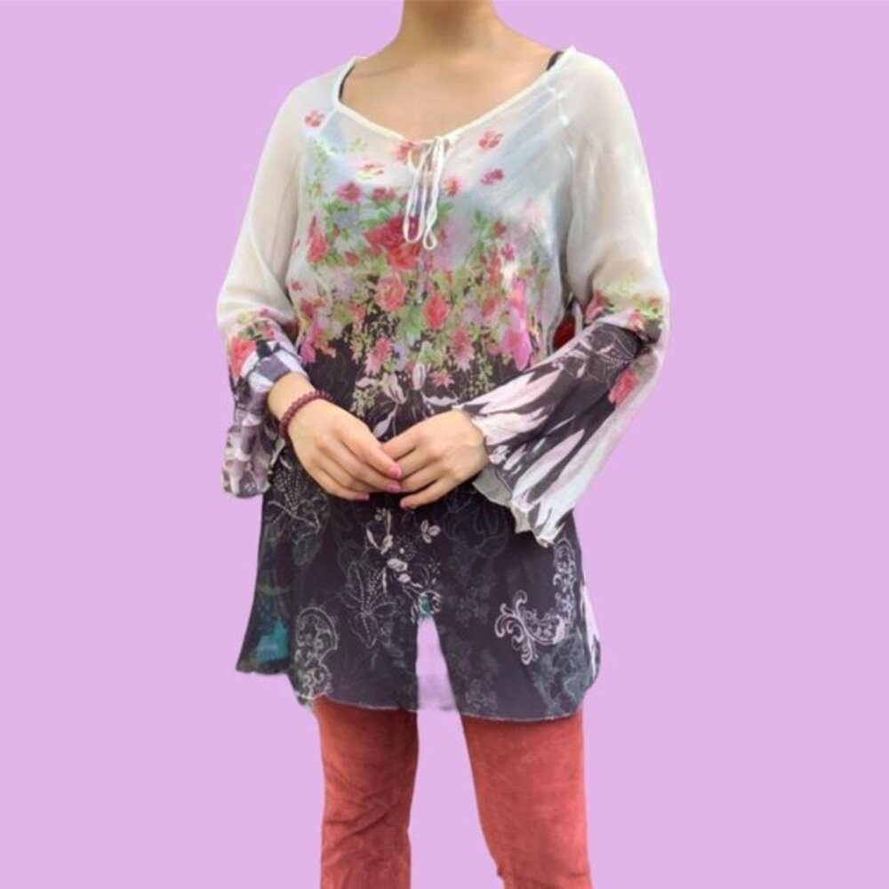 VINTAGE BOHO‎ WHIMSIGOTH FLORAL TUNIC